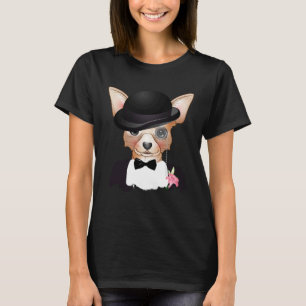 Chihuahua with melon monocle suit and lily T-Shirt