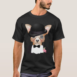 Chihuahua with melon monocle suit and lily T-Shirt