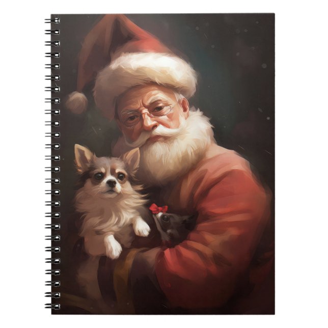 Chihuahua With Santa Claus Festive Christmas Notebook (Front)