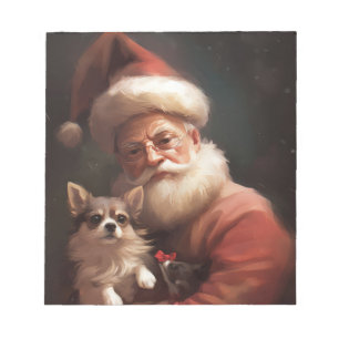 Chihuahua With Santa Claus Festive Christmas Notepad