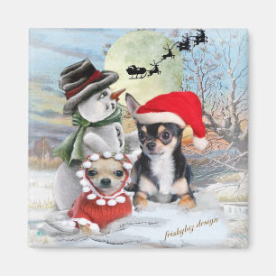 Chihuahua with Snowman Gifts Magnet
