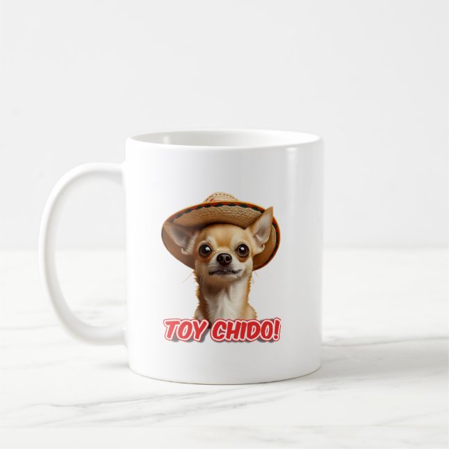Chihuahua with Toy Chido Hat! Coffee Mug (Left)