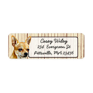 Chihuahua Wood Background Return Address Label
