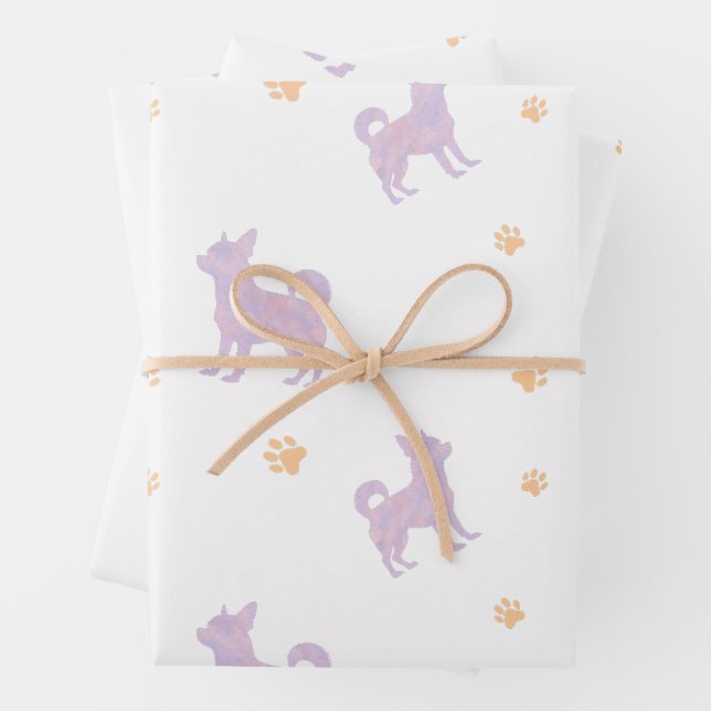 Chihuahua Wrapping Paper – Minimal Lavender Gift (In situ)