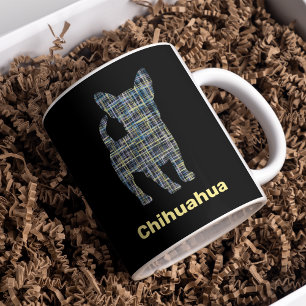 Chihuahua Yellow & Black Grid Line Classic Round S Coffee Mug
