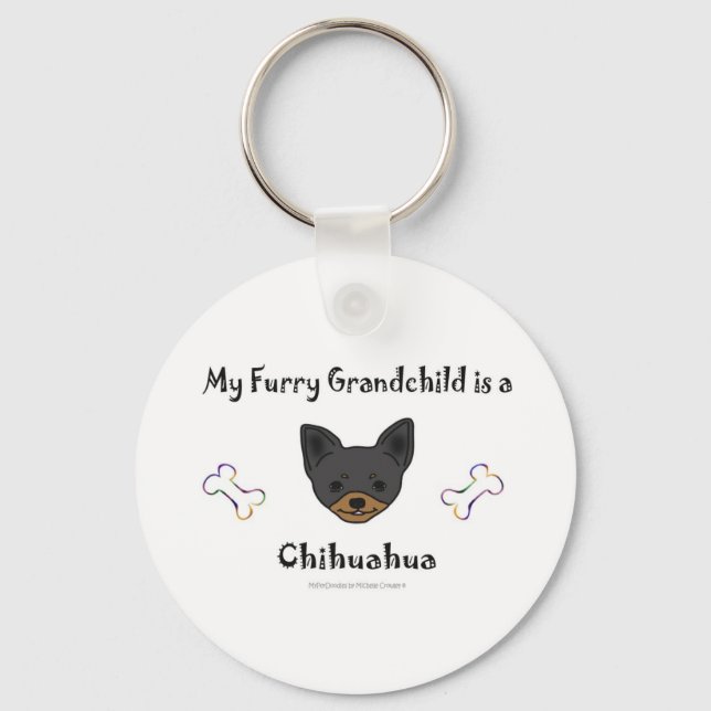 ChihuahuaBlackTan Key Ring (Front)