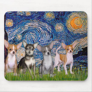 Chihuahuas (four) - Starry Night Mouse Mat