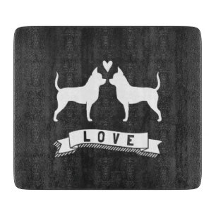 Chihuahuas Love - Dog Silhouettes w/ Heart Cutting Board