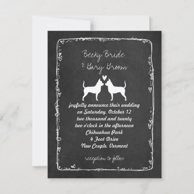 Chihuahuas Silhouettes Wedding Invitation (Front)