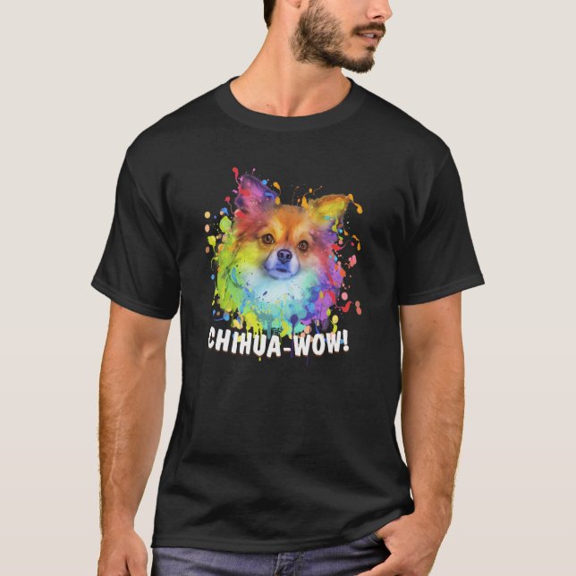 Chihuawow Animal Pun Chihuahua Animal Meme Chiwawa T-Shirt (Front)