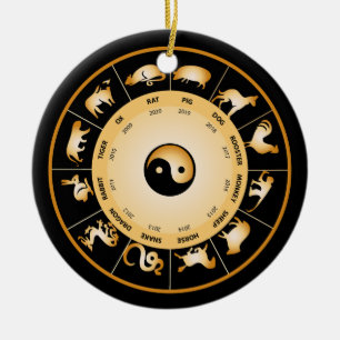 Chiinese Zodiac Wheel Ceramic Tree Decoration