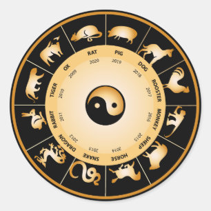 Chiinese Zodiac Wheel Classic Round Sticker
