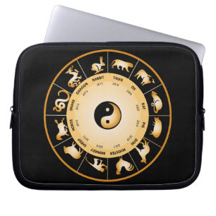 Chiinese Zodiac Wheel Laptop Sleeve