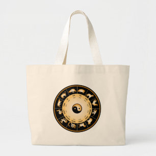 Chiinese Zodiac Wheel Large Tote Bag