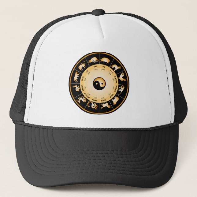 Chiinese Zodiac Wheel Trucker Hat (Front)