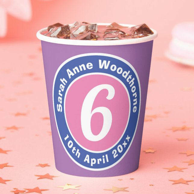 Child 6th Birthday Party Paper Cups (Creator Uploaded)