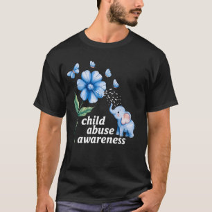 CHILD ABUSE Awareness Sunflower Light Blue Ribbon T-Shirt