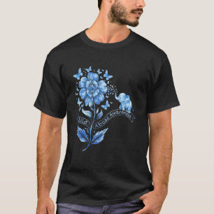 CHILD ABUSE Awareness Sunflower Light Blue Ribbon T-Shirt