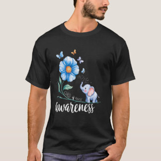 CHILD ABUSE Awareness Sunflower Light Blue Ribbon  T-Shirt