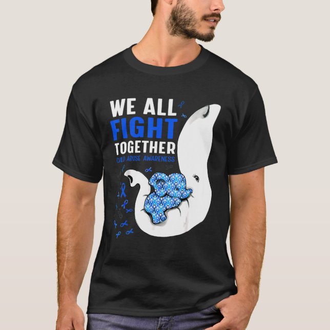 Child Abuse Awareness We All Fight Together Elepha T-Shirt (Front)