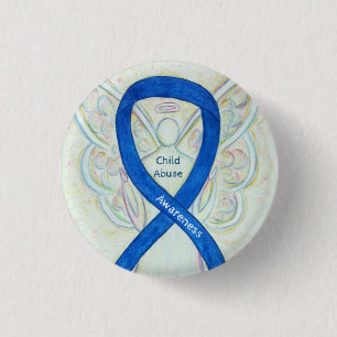 Child Abuse Blue Awareness Ribbon Angel Custom Pin