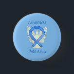 Child Abuse Blue Awareness Ribbon Angel Pin<br><div class="desc">Child Abuse awareness cause uses a blue ribbon. The awareness pin features the painting of a blue awareness ribbon angel on a custom button pendant. Pin words states "Child Abuse Awareness" but can be change to a custom message! The blue awareness angel ribbon art lapel pins or buttons can be...</div>