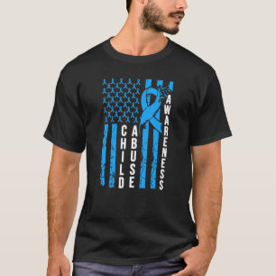 Child Abuse Prevention Awareness Blue Ribbon Ameri T-Shirt