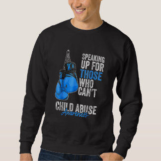 Child Abuse Prevention Awareness Boxing Gloves Blu Sweatshirt