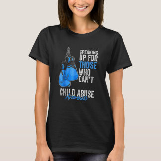 Child Abuse Prevention Awareness Boxing Gloves Blu T-Shirt