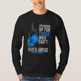 Child Abuse Prevention Awareness Boxing Gloves Blu T-Shirt