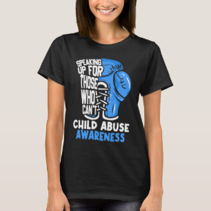 Child Abuse Prevention Awareness Boxing Gloves Blu T-Shirt