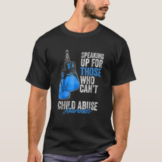 Child Abuse Prevention Awareness Boxing Gloves Blu T-Shirt