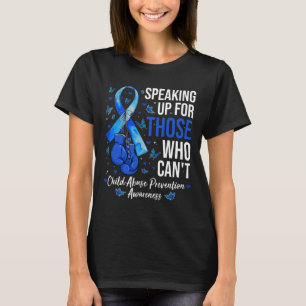 Child Abuse Prevention Awareness Boxing Gloves Blu T-Shirt