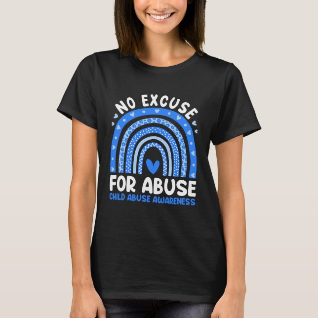 Child Abuse Prevention Awareness Month Blue Rainbo T-Shirt (Front)