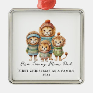 Child Adoption First Christmas As a Family Lions Metal Tree Decoration