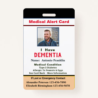 Child Adult Photo Medical Alert Disability Card ID Badge