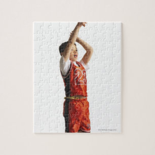 child african american male basketball player in jigsaw puzzle