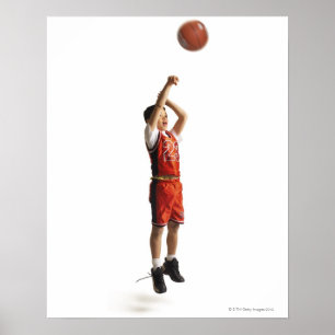 child african american male basketball player in poster