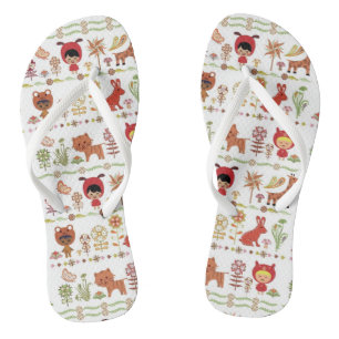 Child and Animals Pattern Flip Flops