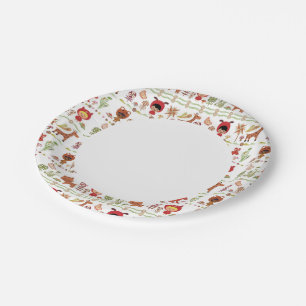 Child and Animals Pattern Paper Plate