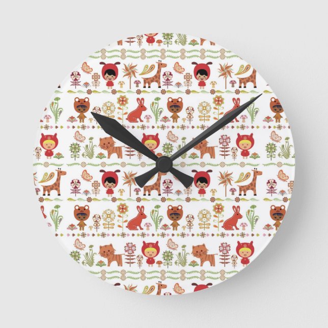Child and Animals Pattern Round Clock (Front)