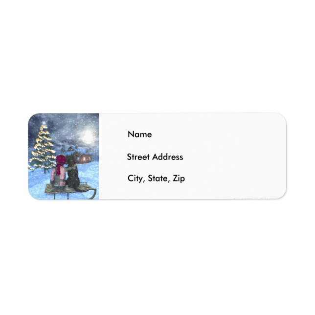 Child and Dog Watching for Santa Labels (Front)