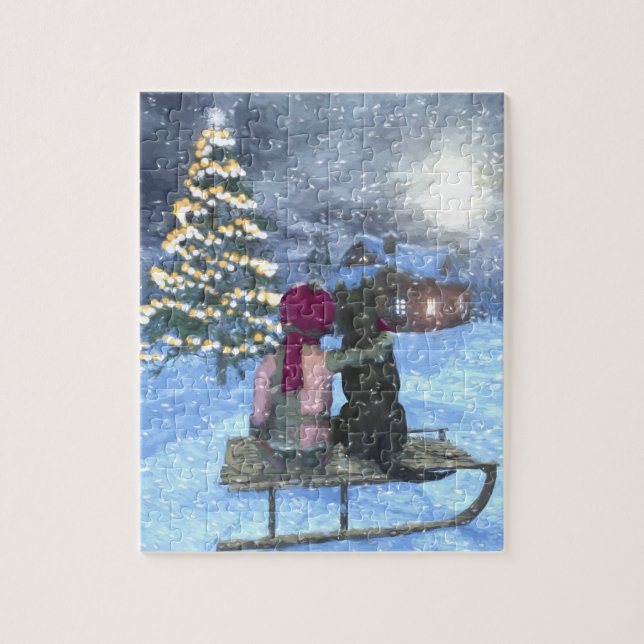 Child and Dog Watching for Santa Puzzle (Vertical)