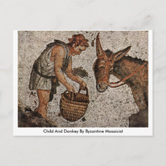 Child And Donkey By Byzantine Mosaicist Postcard