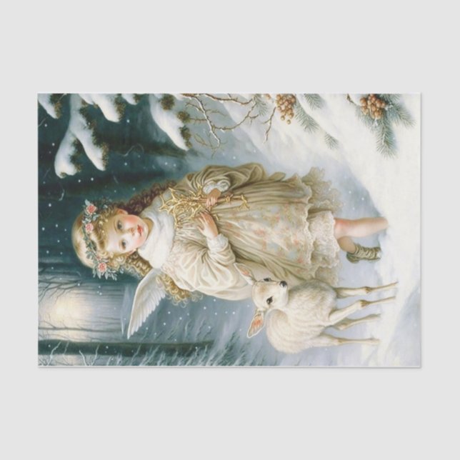 Child and Fawn Christmas Tissue Paper (Front)