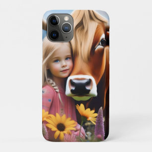 Child And Pet Highland Cow Love, iPhone 11 Pro Case