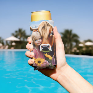 Child And Pet Highland Cow Love, Seltzer Can Cooler