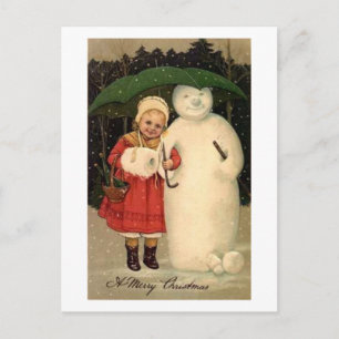 Child and Snowman Christmas Card