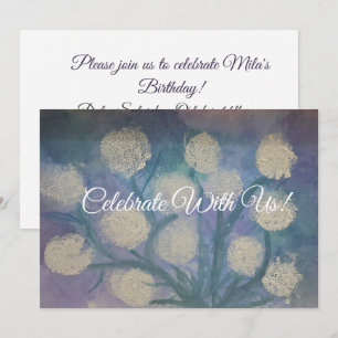 Child Art Floral Dandelions Happy Birthday Flat Invitation