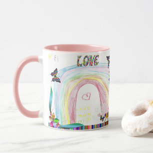 Child Art Rainbow Drawing butterfly sky Print Cute Mug